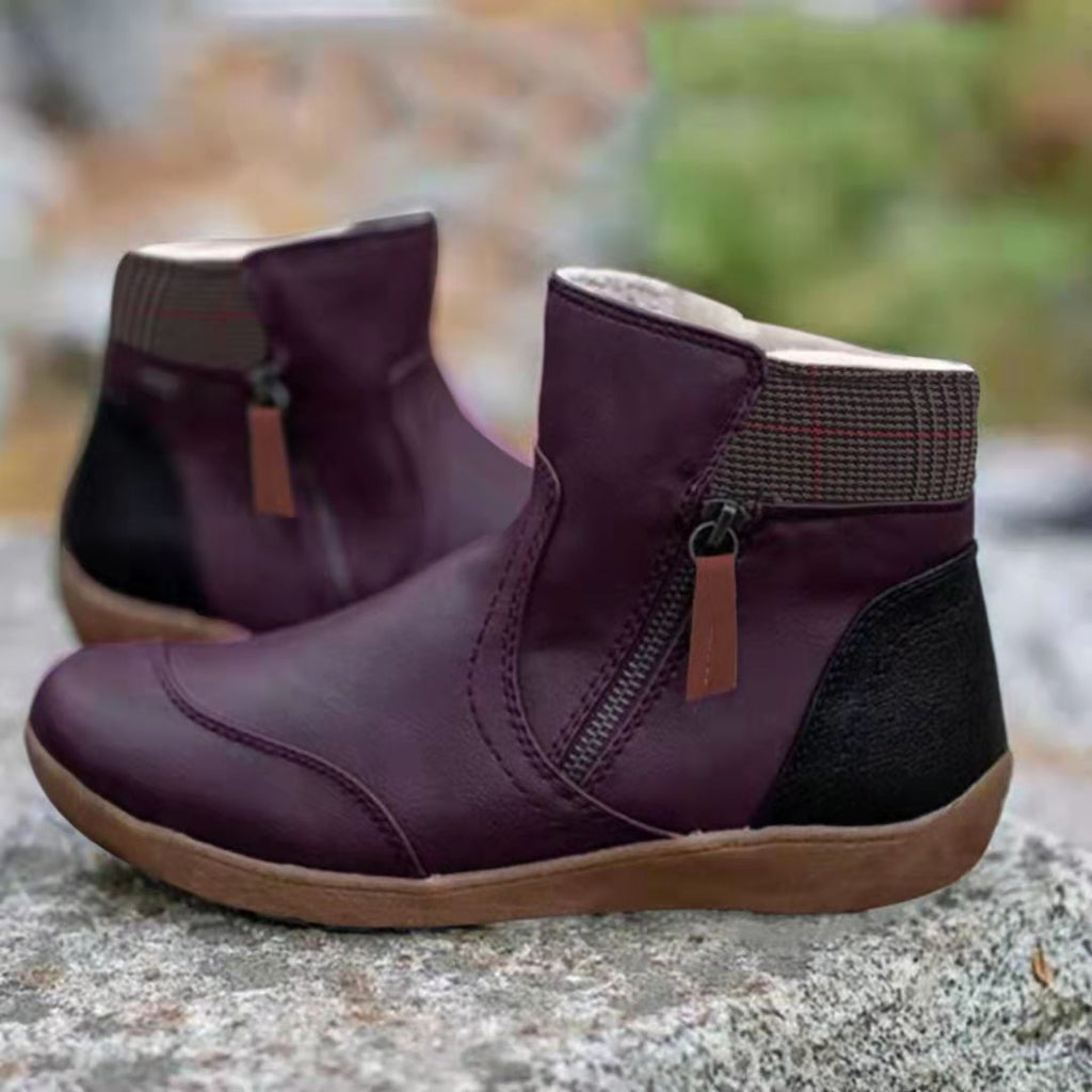 Zipper flat bottom casual snow boots cotton boots thick sole eprolo