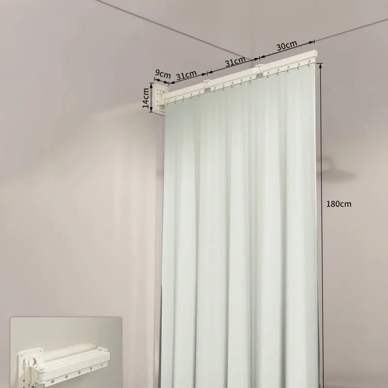 Foldable Shower Curtain Set, Invisible Waterproof Polyester Shower Divider, Retractable for Wet & Dry Zone Separation. eprolo