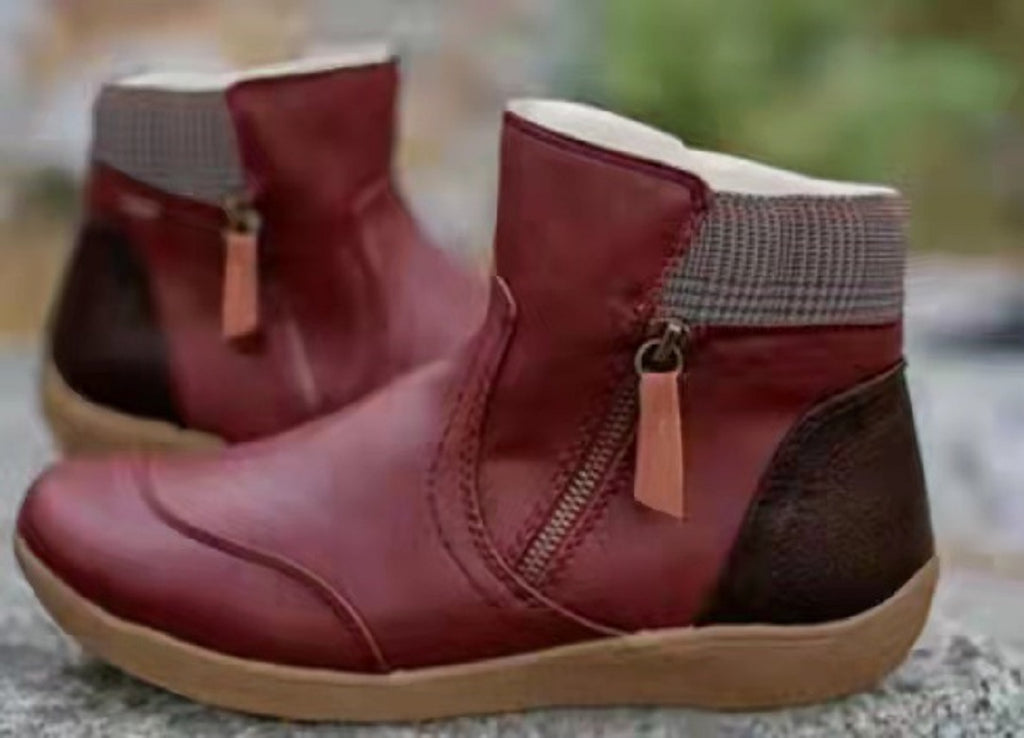 Zipper flat bottom casual snow boots cotton boots thick sole eprolo