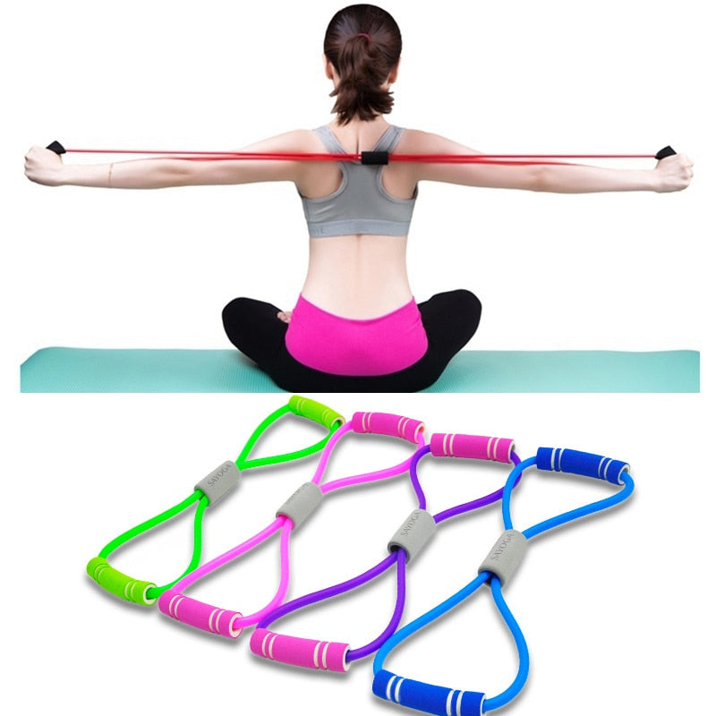 Yoga Gum Fitness Resistance 8 Word Chest Expander Rope Workout Muscle Fitness Rubber Elastic Bands for Sports Exercise eprolo