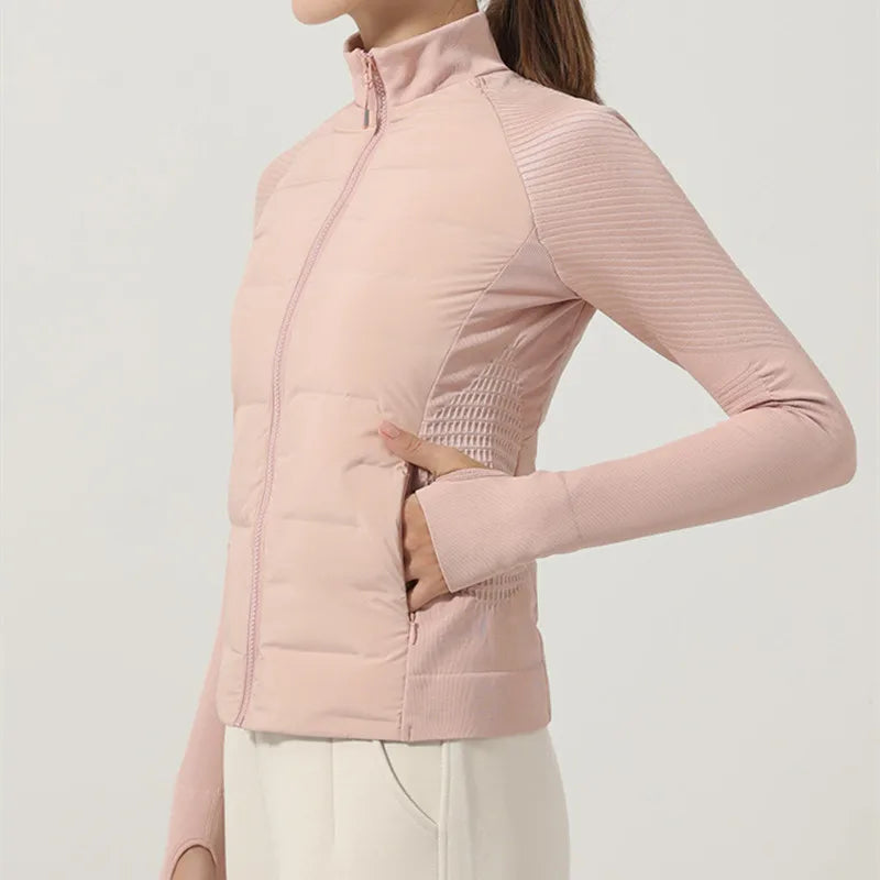 Autumn Winter Sport Seamless Splicing Down Jacket Women Thin Down Jacket For Women Ultralight Puffer Jacket Running Jacket eprolo