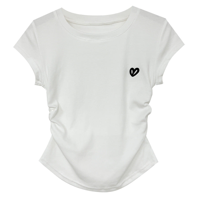 Round Neck Short Sleeve Inner Top Regular Shoulder Women's T-Shirt Fitted Upper Wear eprolo