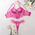 Love Embroidery Body shaping Bra Underwear Two piece Set Cross Tie Perspective Sexy Underwear Set for Women eprolo