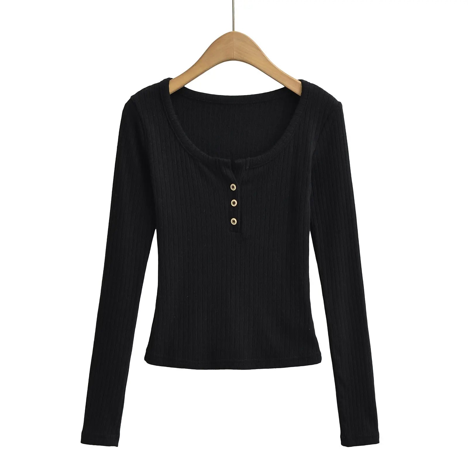 Round neck button long sleeved top eprolo