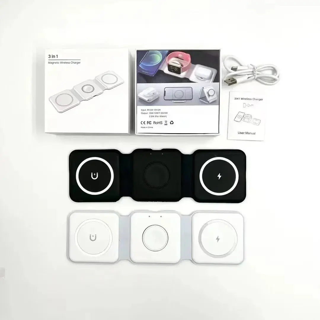 3-in-1 Magnetic Multi-function Charger Folding Wireless Charger for Xiaomi  Apple Phone Headset Watch Airpods Charger eprolo