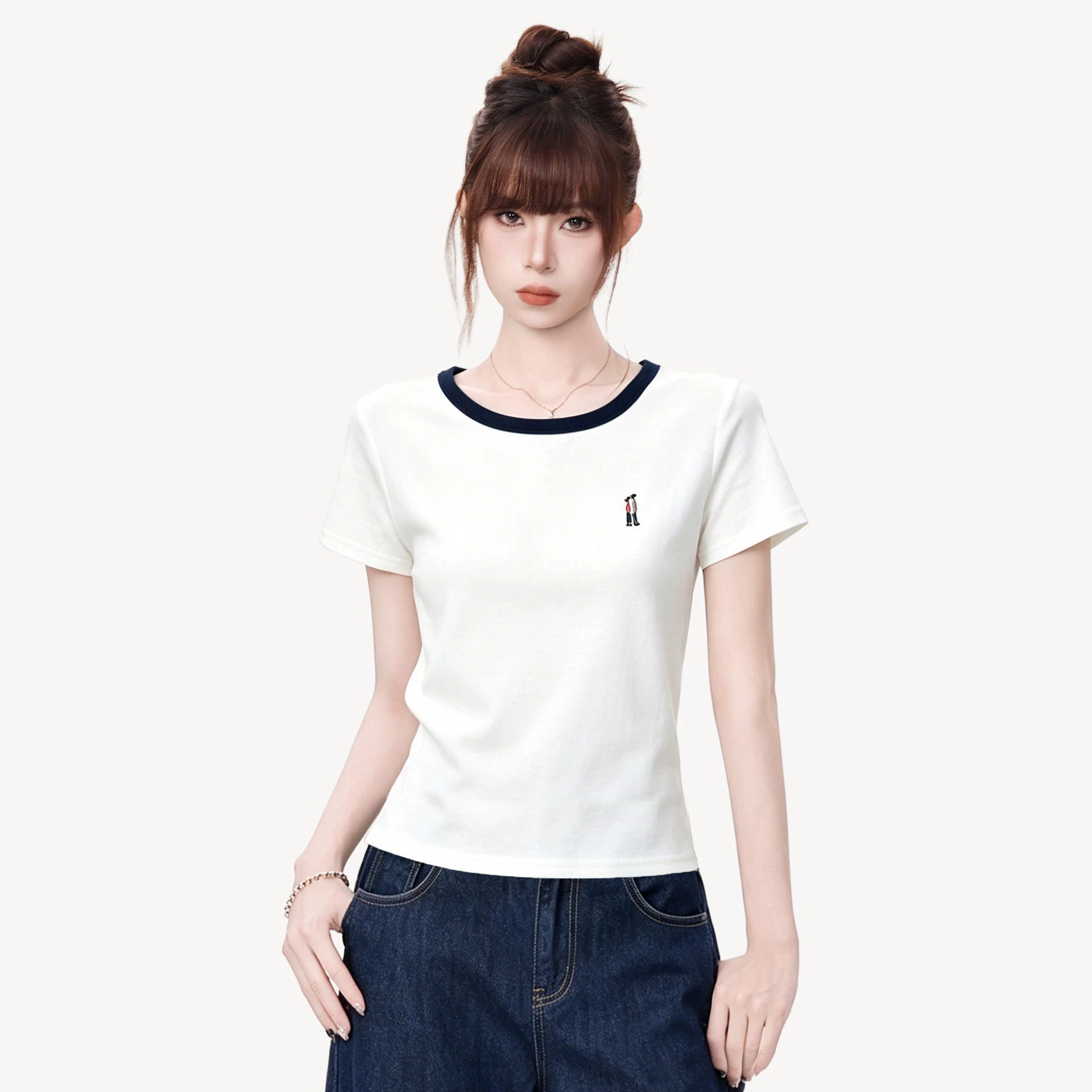 Round Neck Short Sleeve T-Shirt for Women Loose Unique Stylish Top eprolo