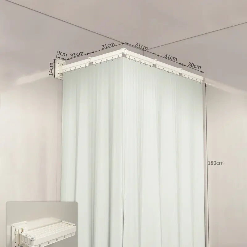 Foldable Shower Curtain Set, Invisible Waterproof Polyester Shower Divider, Retractable for Wet & Dry Zone Separation. eprolo