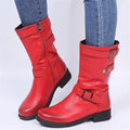 Low heeled leather belt buckle women's boots women's leather boots eprolo