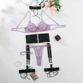 Sexy Underwear Set with Purple Splicing and Sexy Charm Underwear and Underwear Five Piece Set eprolo