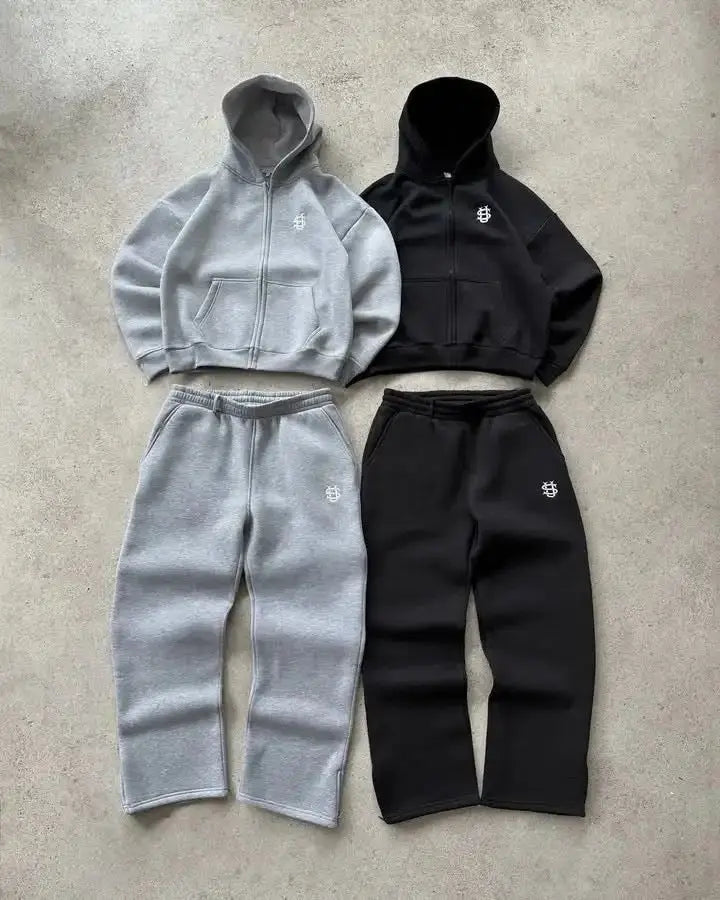 embroidered zip hoodie pants casual long pants high street hip-hop rap street style unisex sweatpants eprolo