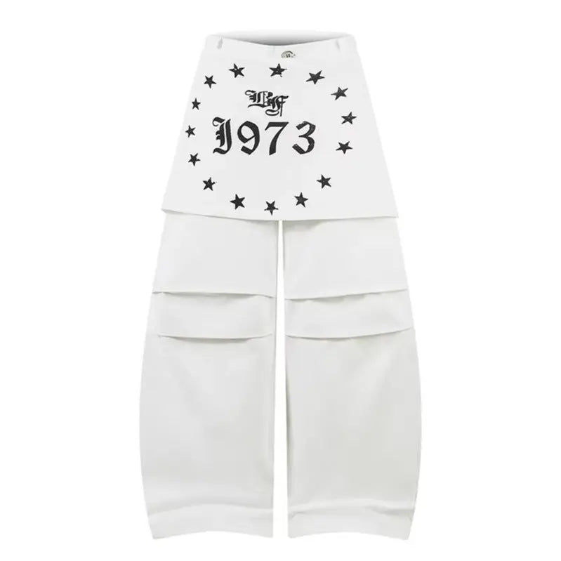Hanging Panel Pleated Design Knife-Edge Casual Pants Loose Wide Leg Hip-Hop Trousers eprolo
