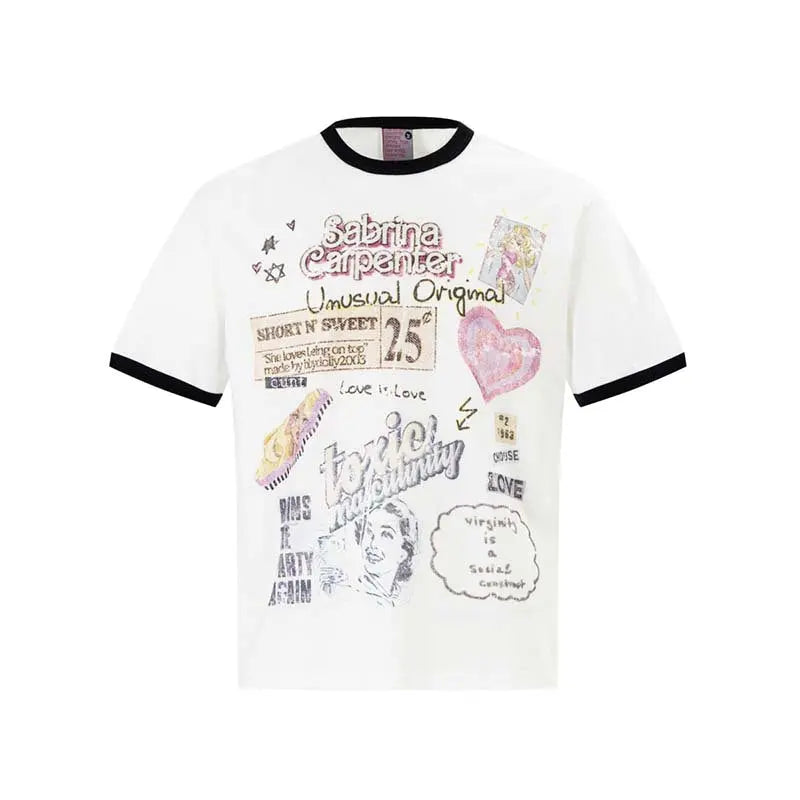 Letter Love Printed Round Neck Short Sleeve eprolo