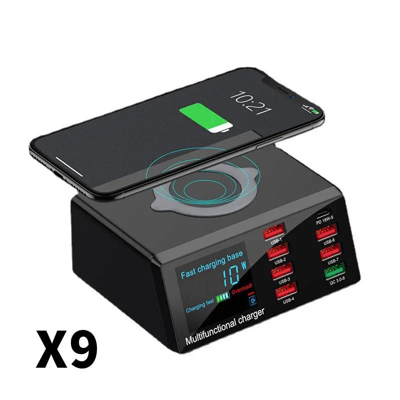 Multi-Function 100W High Power Fast Charging USB Multi-Port Charger QC3.0 Mobile Phone Wireless Charger eprolo