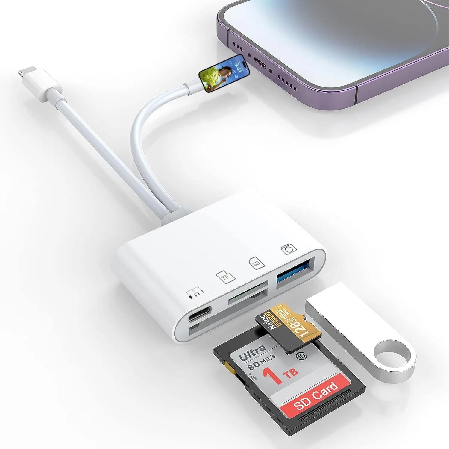 4-in-2 card reader suitable for Apple Huawei TYPEC phone USB/SD/microSD adapter converter eprolo