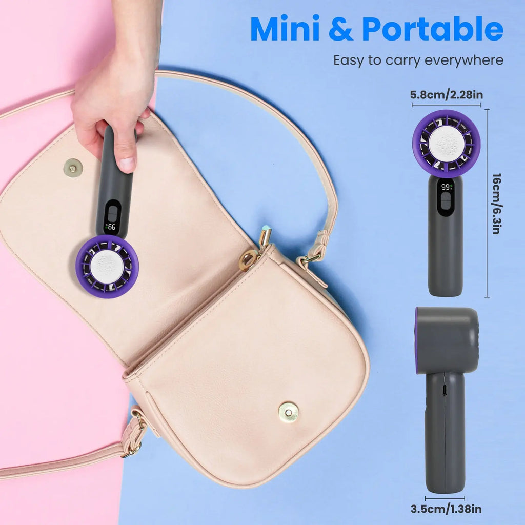 One Hundred Speed Handheld Fan With Ice Cooler High Speed Turbo Fan 3000mAh Rechargeable Hand Fan With LCD Display For Travel Camping Beach Outdoor My Store