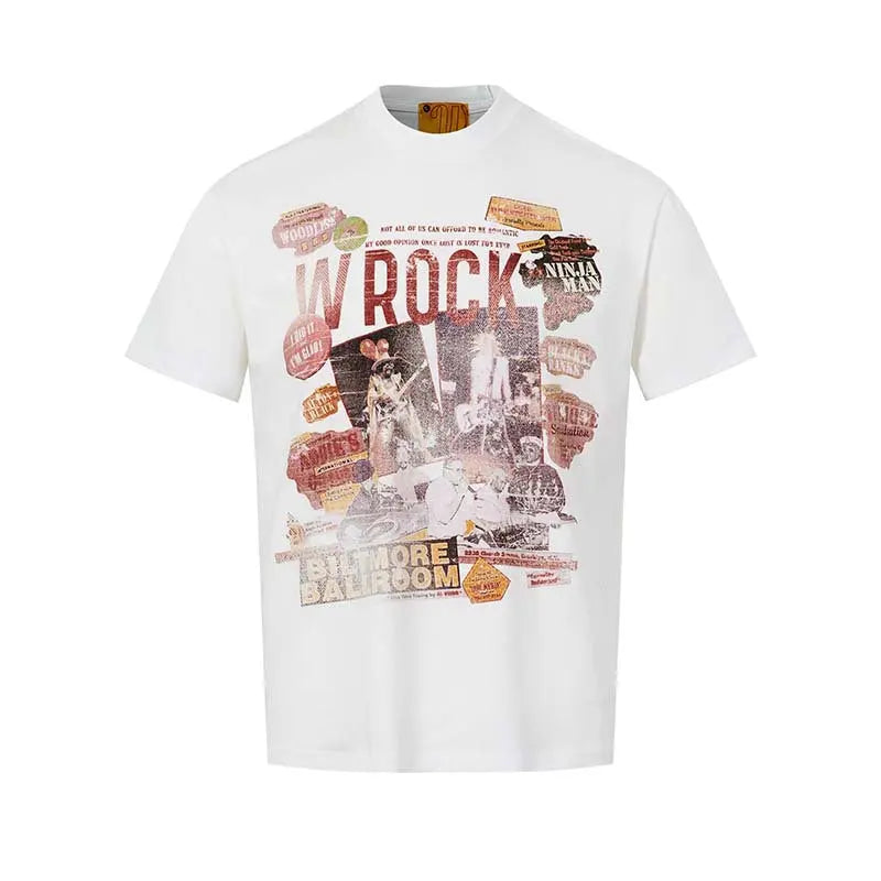 Rock singer letter printed short sleeved shirt eprolo