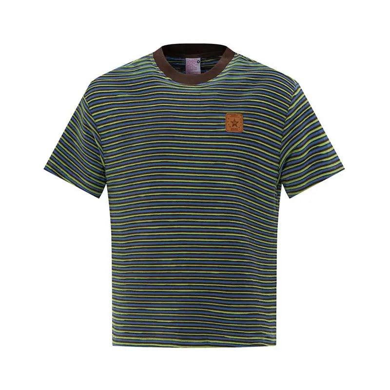 Striped contrasting round neck short sleeved t-shirt eprolo