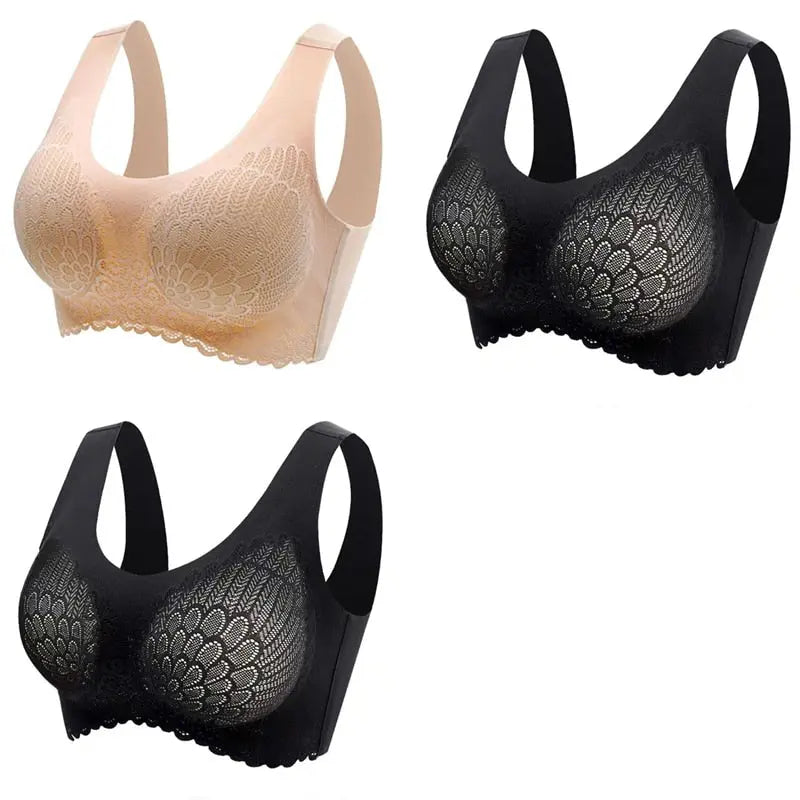 3pcs Latex Bra Seamless Bras For Women Underwear BH Push Up Bralette With Pad Vest Top Bra eprolo