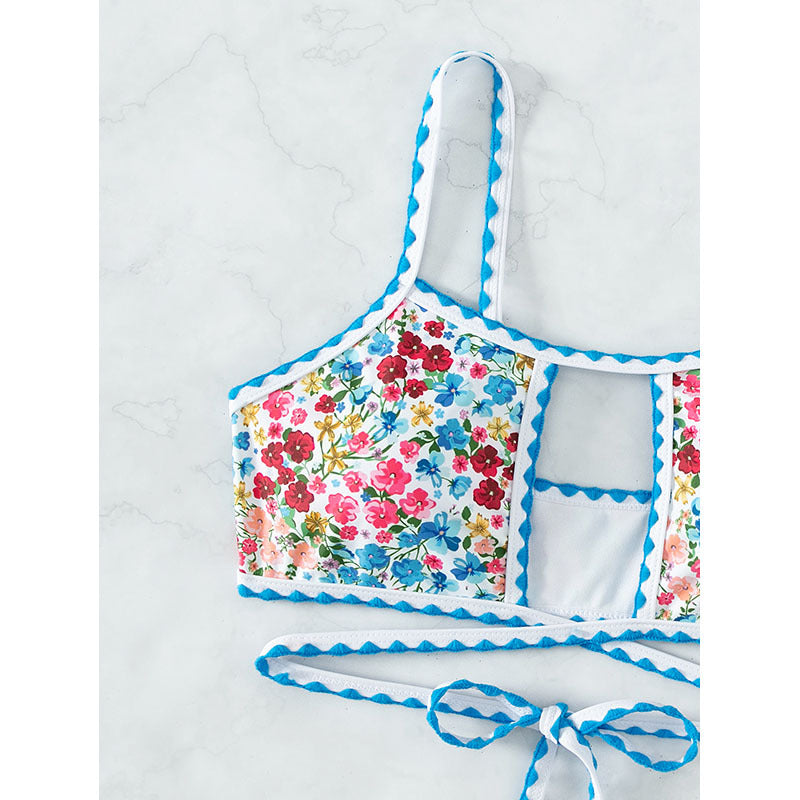 small floral print bikini with tie-back design eprolo
