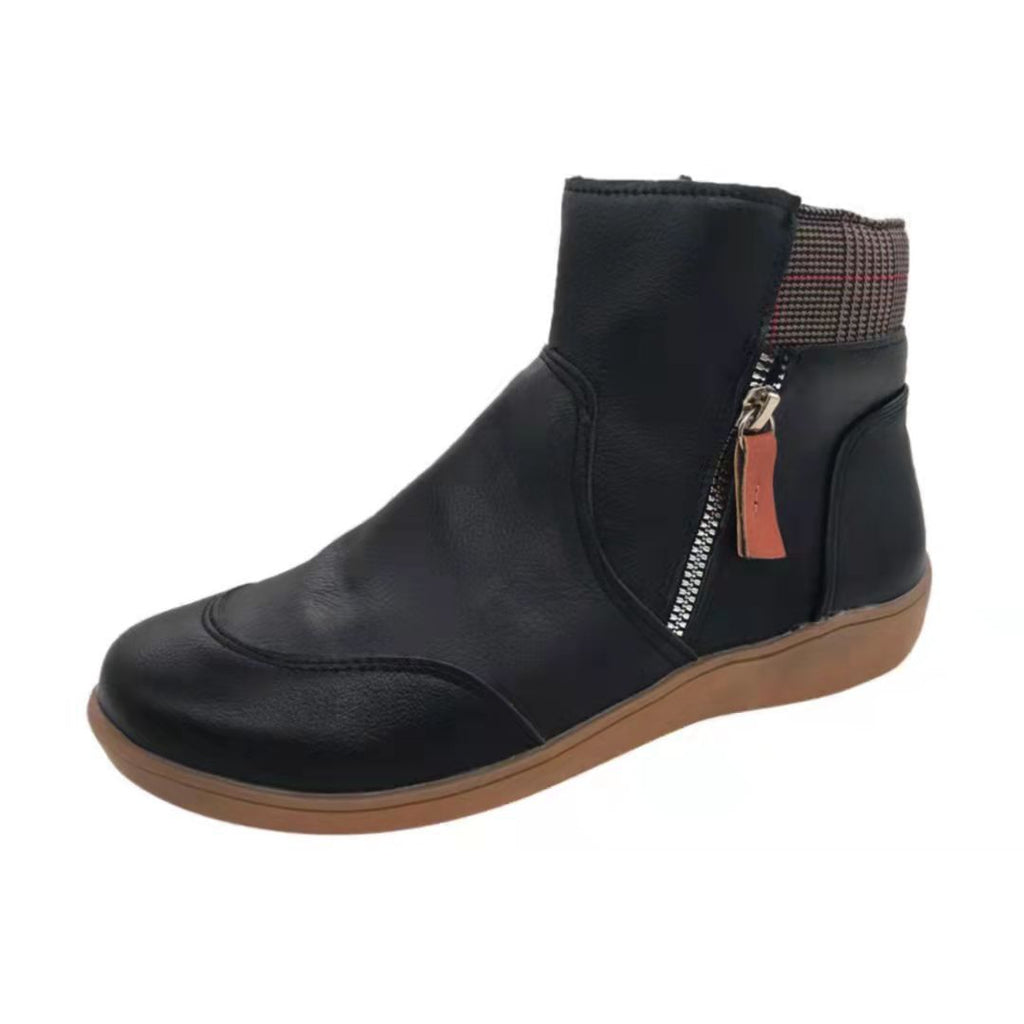 Zipper flat bottom casual snow boots cotton boots thick sole eprolo
