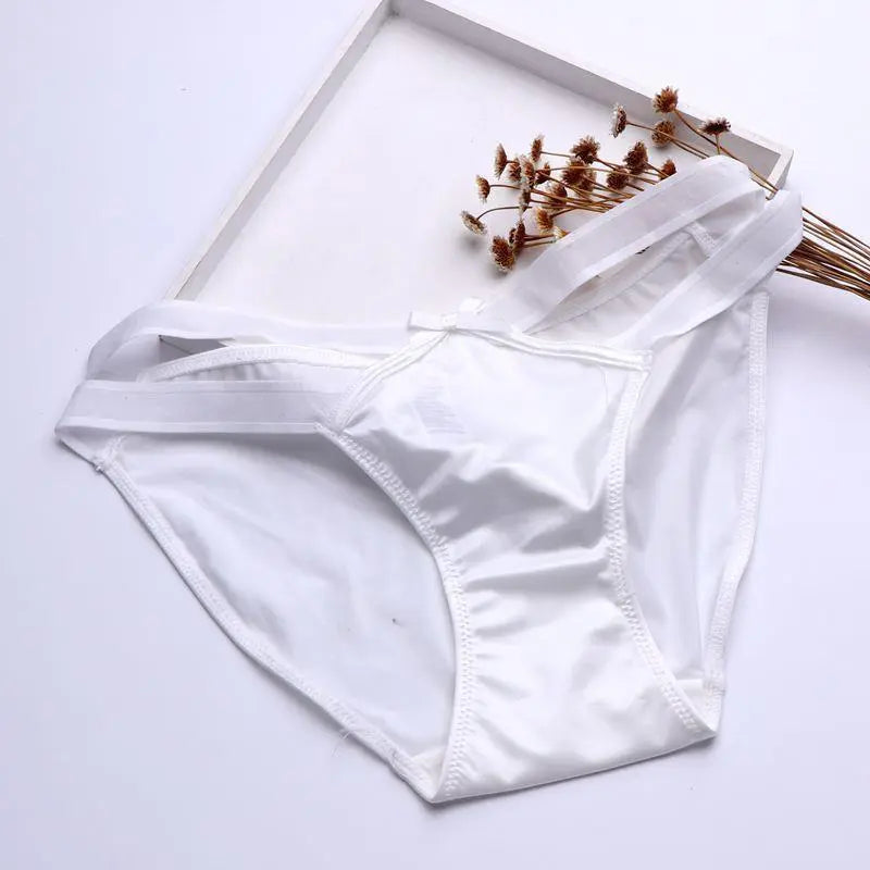 Satin Milk Silk Girl Underwear Sexy Hollow Butterfly Knot Seamless Underwear Hip-hugging Low Waist Triangle Underwear eprolo