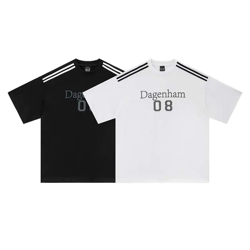 Alphanumeric printed striped short sleeved shirt eprolo