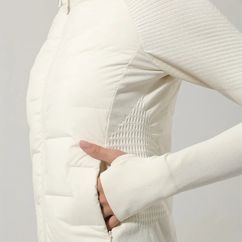 Autumn Winter Sport Seamless Splicing Down Jacket Women Thin Down Jacket For Women Ultralight Puffer Jacket Running Jacket eprolo