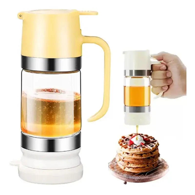 300ml Durable Glass Honey Dispenser with Handle, Transparent, Drip-Proof Press Pump for Bread, Honey Pot eprolo