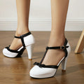 Simple and versatile women's sandals high heels thick heels color blocked women's singles shoes eprolo
