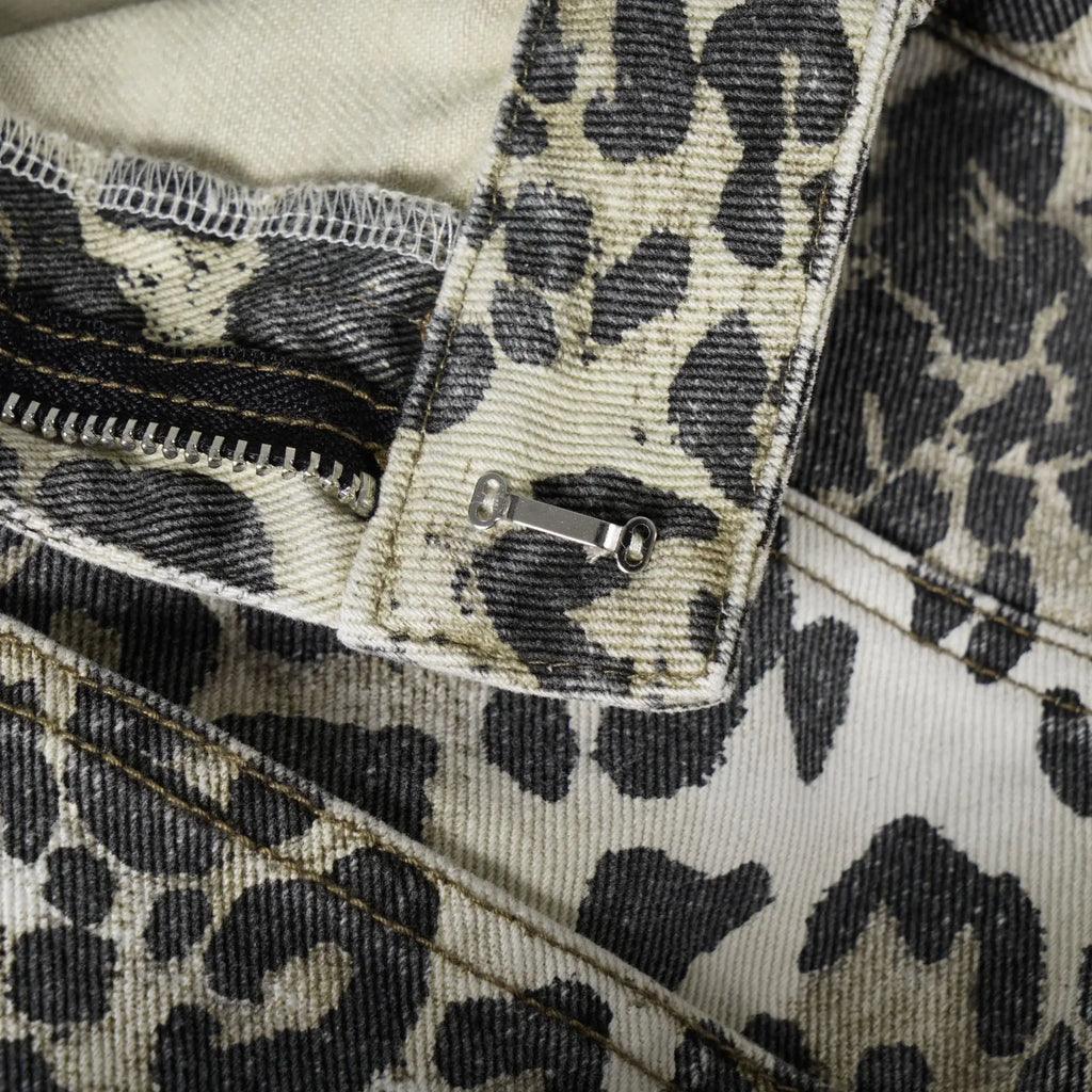 Retro design leopard print jeans for women eprolo