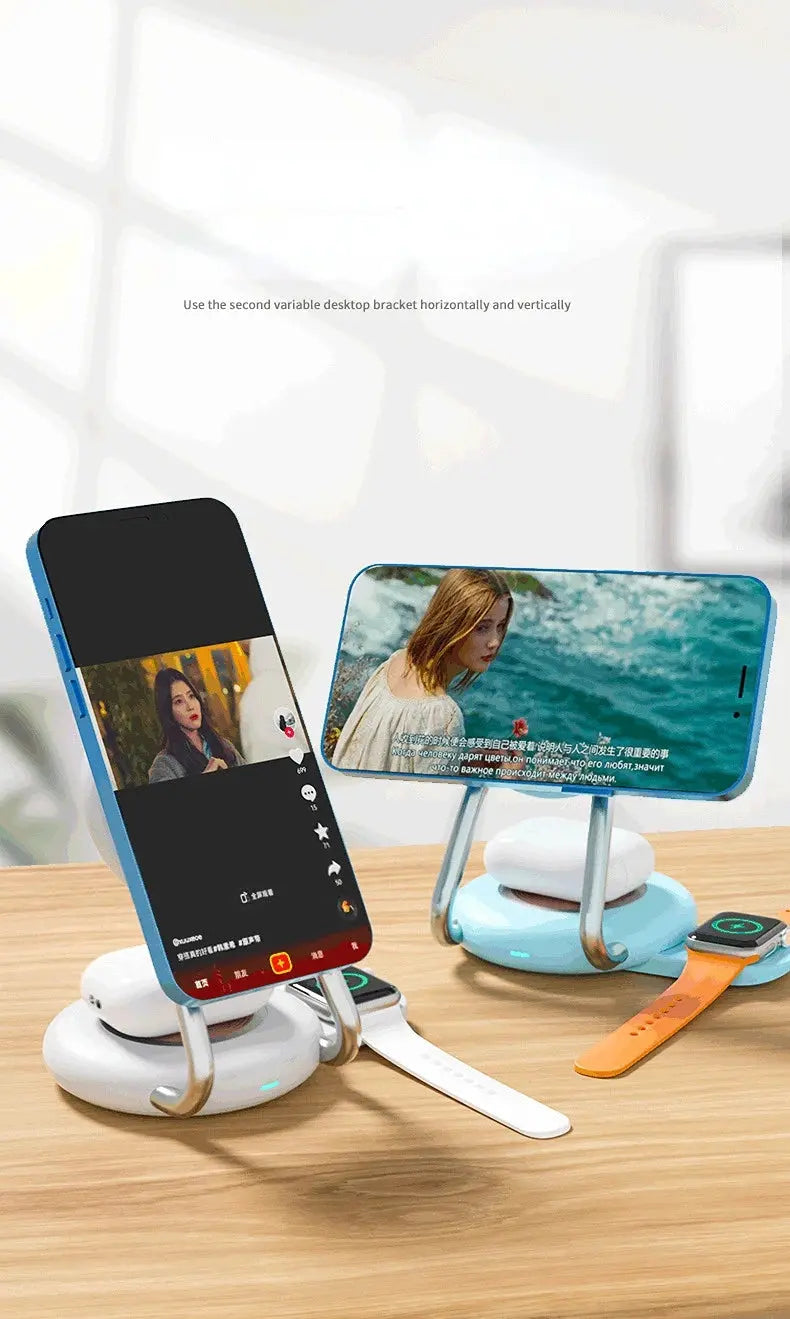 3 IN 1 Desk Magnet Stand 15W Fast Wireless Charger For Apple Watch iPhone 14 13 12 11 Pro Max 13 12 Mini Samsung S23 S22 Qi Base eprolo
