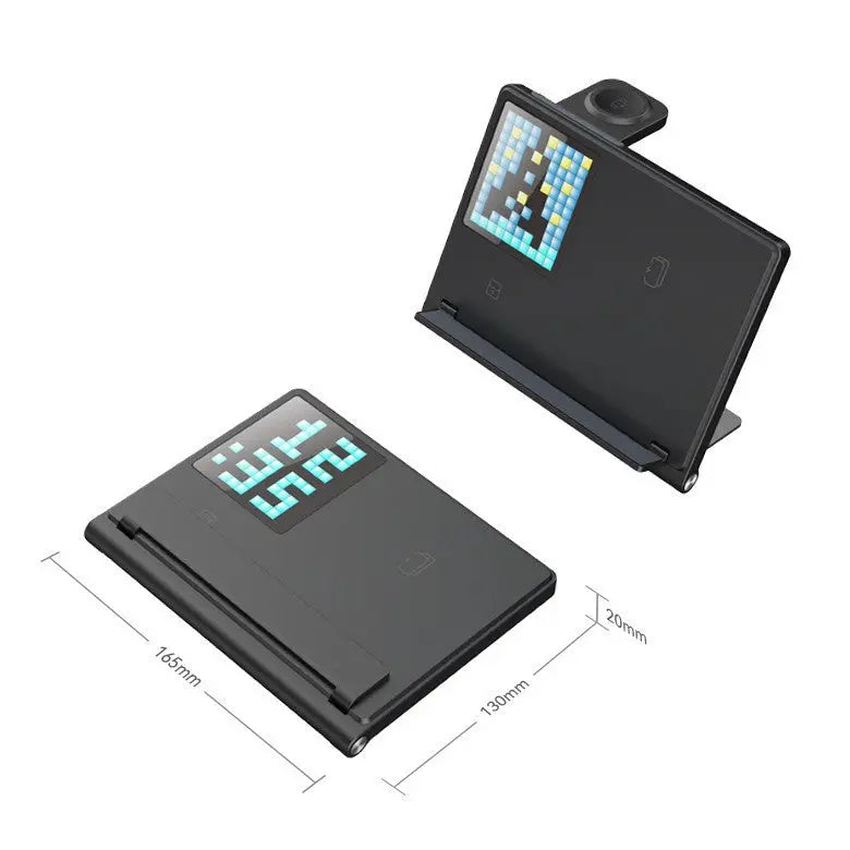 Trending Products Portable 5-in-1 Pixel Animation Foldable Wireless Charger Stand Pad for Mobile Phone Smart Watch Earphone eprolo