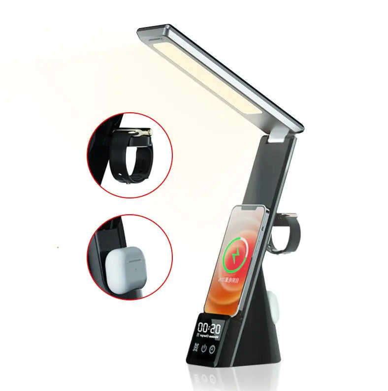 Newest Multi-Function Table Lamp Clock Convenient Three In One Fast Charger For Mobile Phone Watch Headset Wireless Charging eprolo