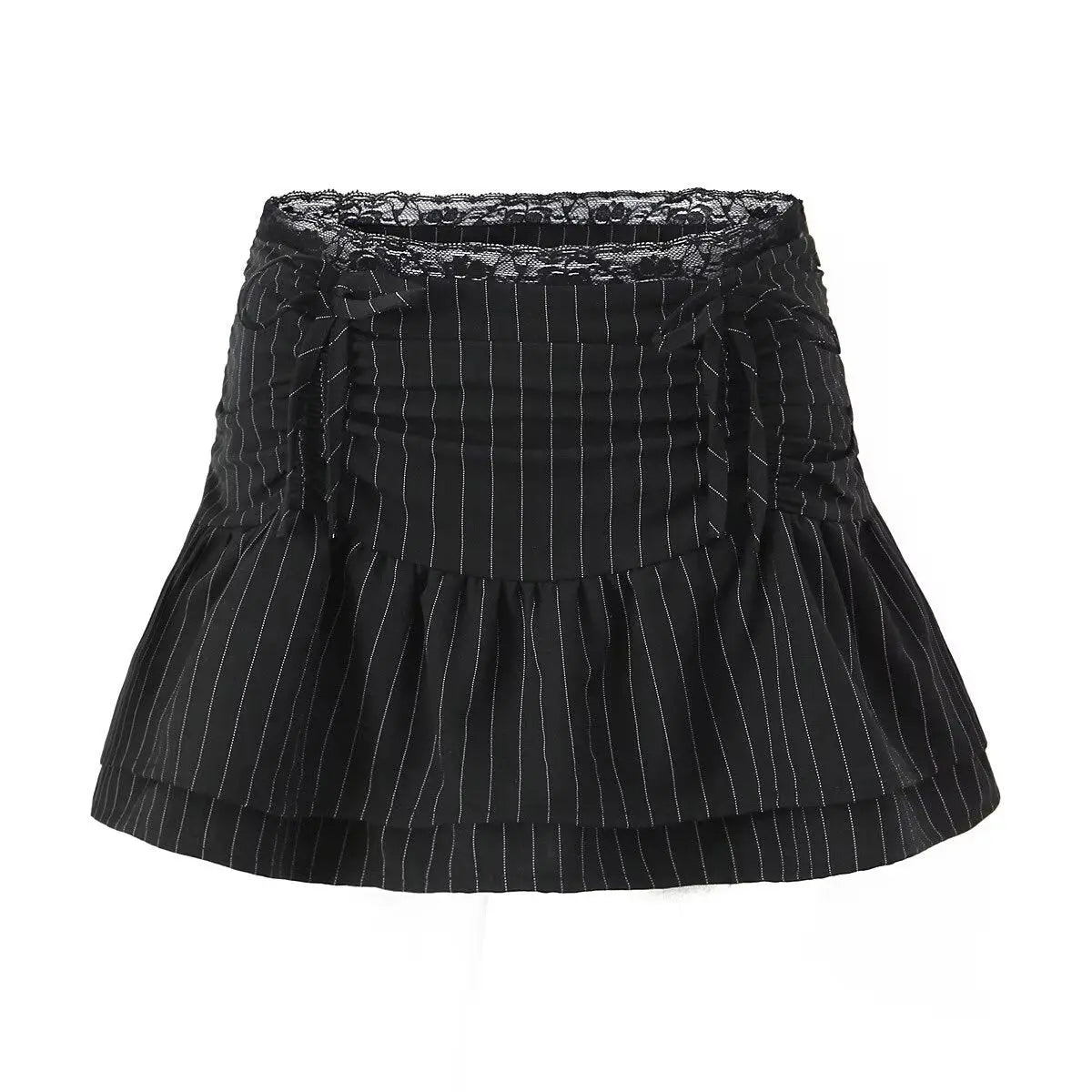 Style Stripe Elastic Waist Drawstring Slim Fit Skirt eprolo