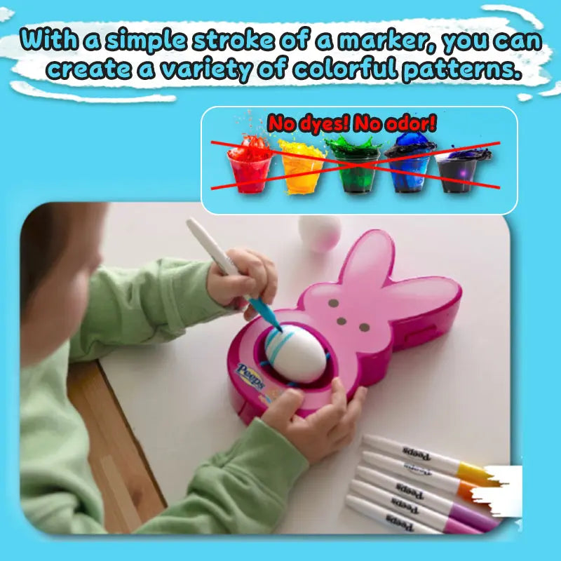 Easter Egg Decorating Kit for Kids - DIY Crafts Set with 6 Markers, Marshmallow Bunny Egg Holder, Cute Holiday Gift eprolo