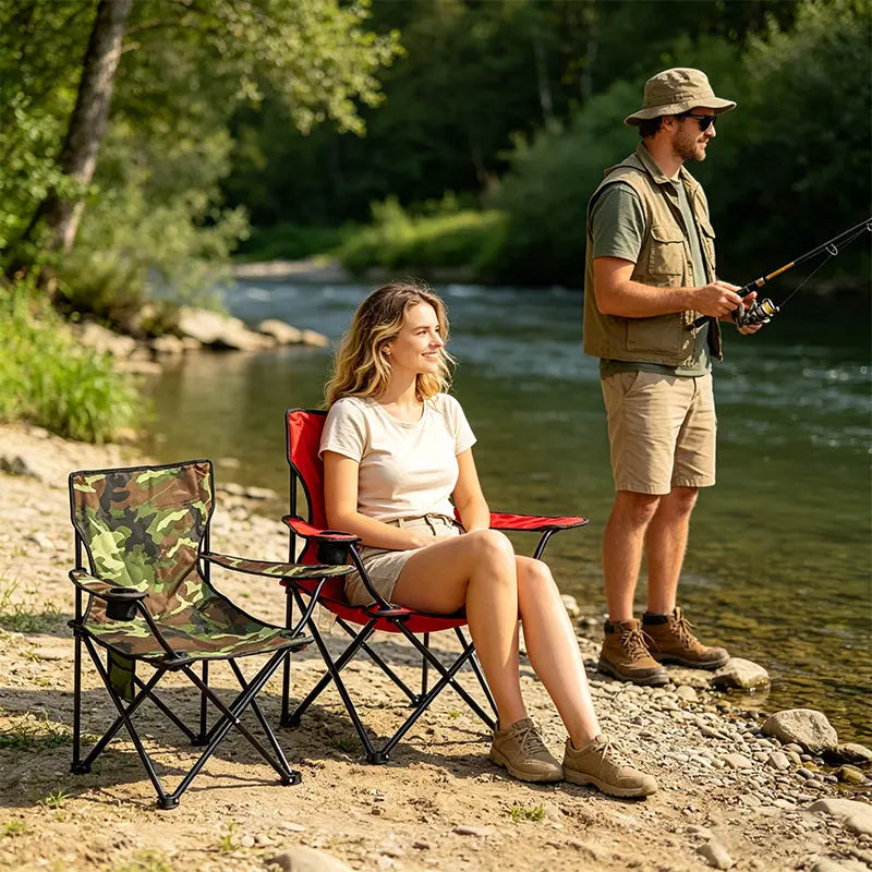 Portable Folding Camping Chair - 50x50x80cm Fishing Seat, Lightweight & Sturdy, Holds Up to 130kg, Easy to Carry eprolo