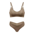 Large size V-neck underwear set for women, no steel ring seamless underwear with briefs for women eprolo