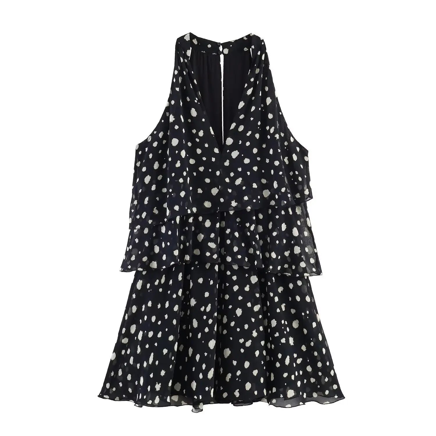 Chic Polka Dot Layered Mini Dress for Women eprolo