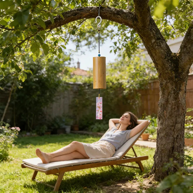 Bamboo Wind Chime, Zen Home Decor with 8 Tones, Handcrafted Bells for Outdoor Garden, Patio, and Porch eprolo