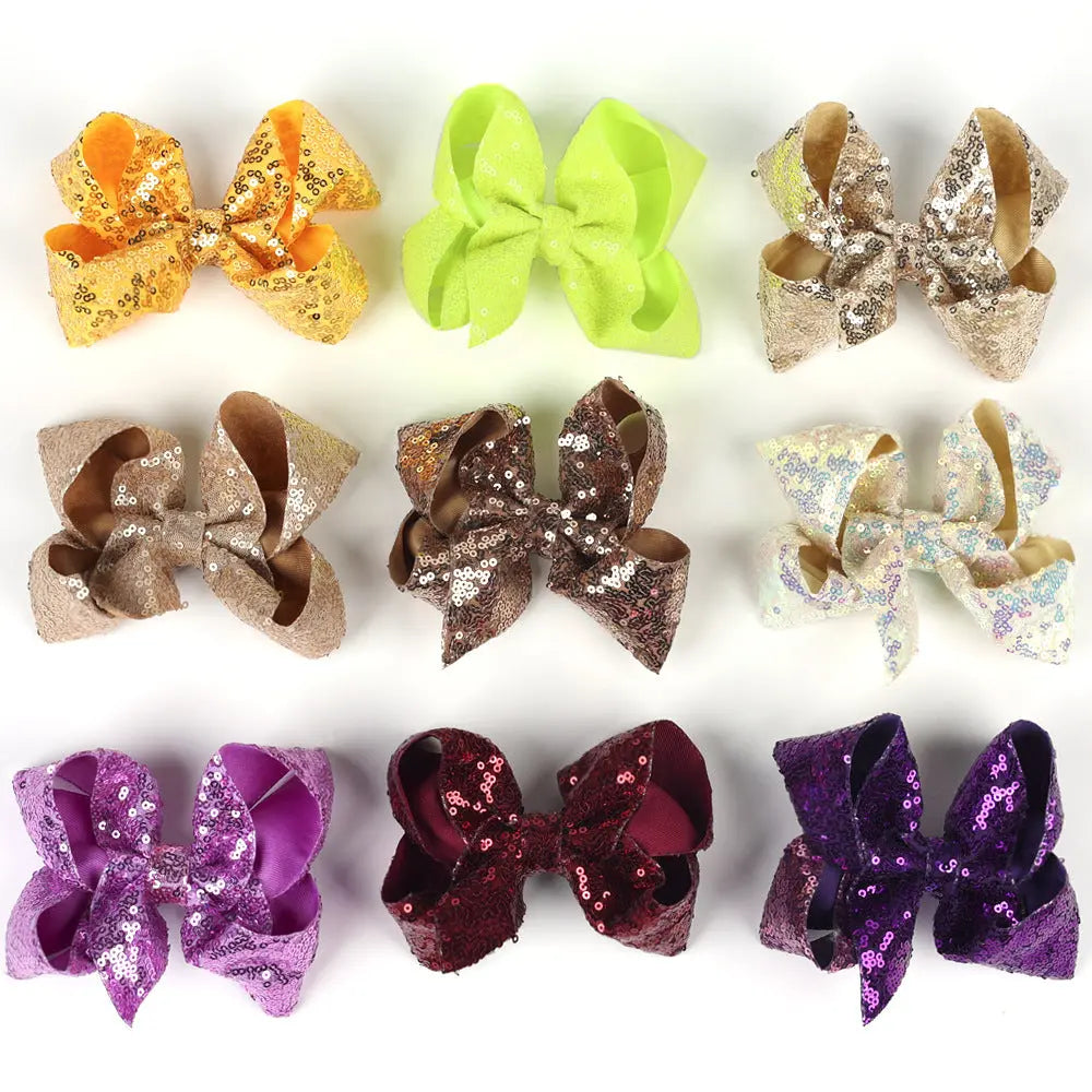 Children's Rhinestone Butterfly Hair Clip Solid Color Girl Sequin Hairpin 5 Inches eprolo