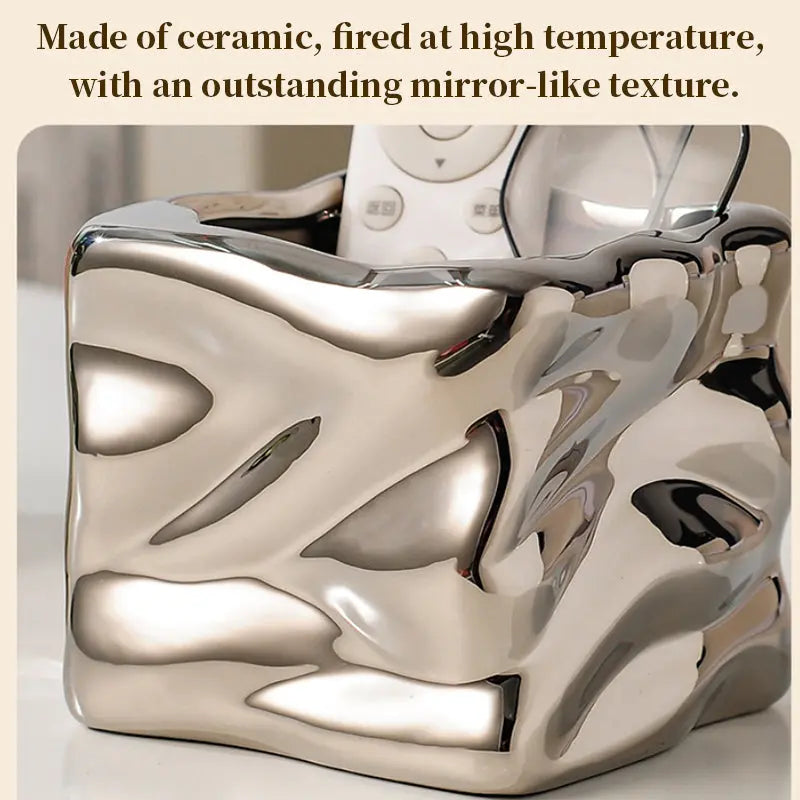 Ceramic Wavy Makeup Brush Holder - Dual-Use Minimalist Storage Jar for Vanity & Office Desk Organizer eprolo