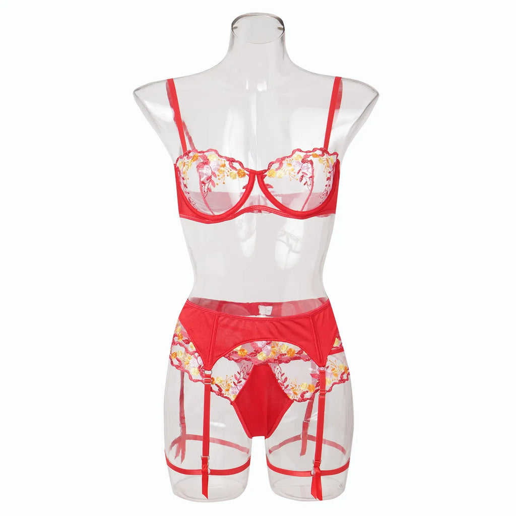 Sexy Embroidered Bra Set, Underwear, garter Belt, Sexy Underwear eprolo