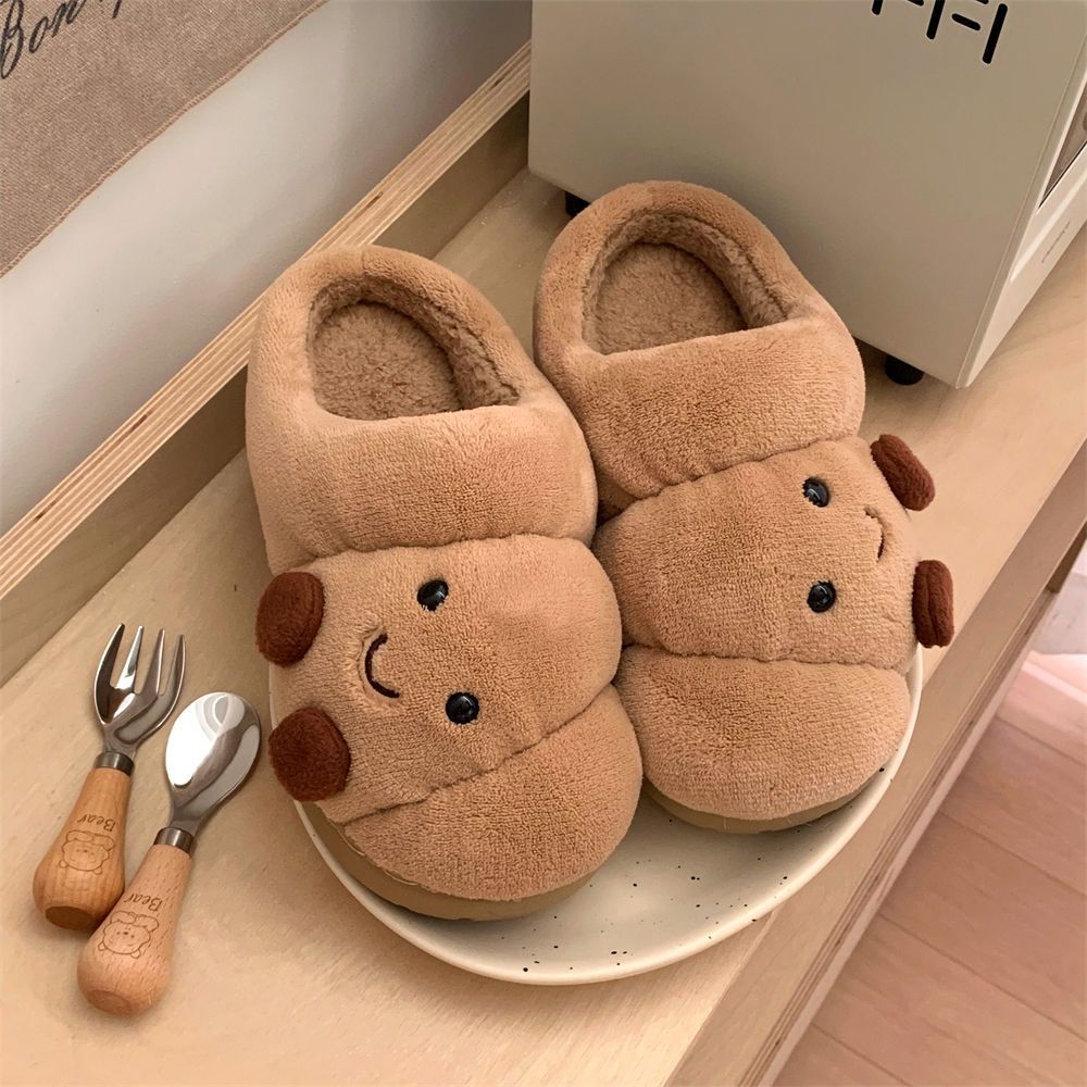 Men's and Women's Winter Cotton Slippers for Home, Couple Cute Croissant Bread eprolo