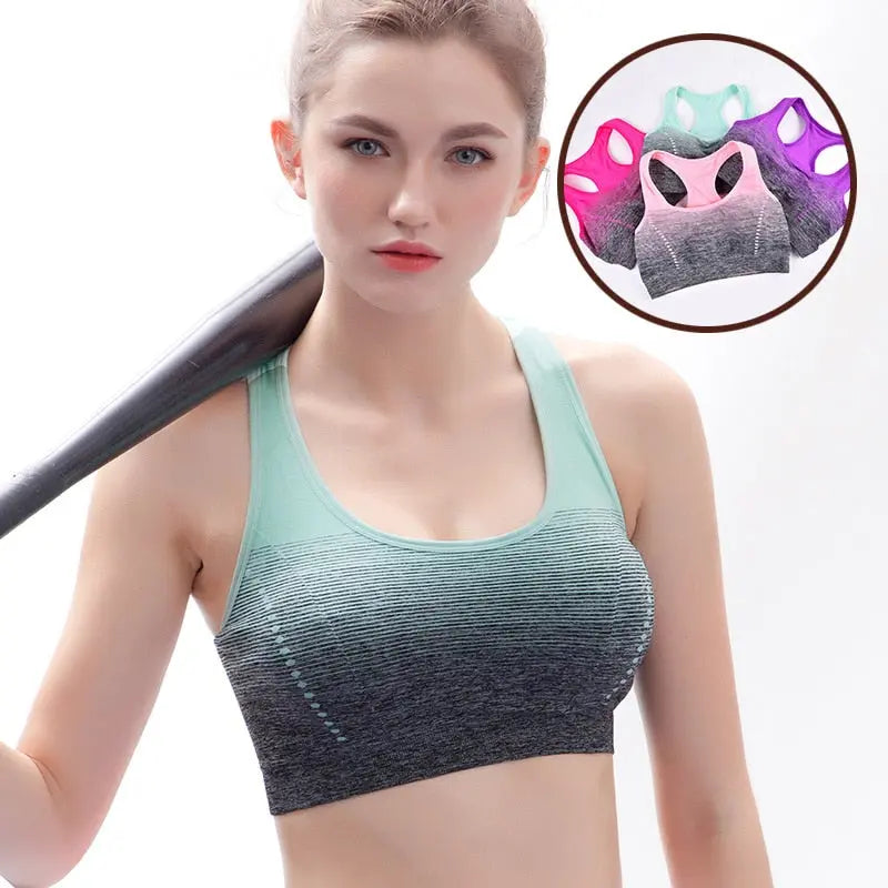 Sports Bra High Stretch Breathable Top Fitness Women Padded for Running Yoga Gym Seamless Crop Bra Gradient Sport Bra eprolo
