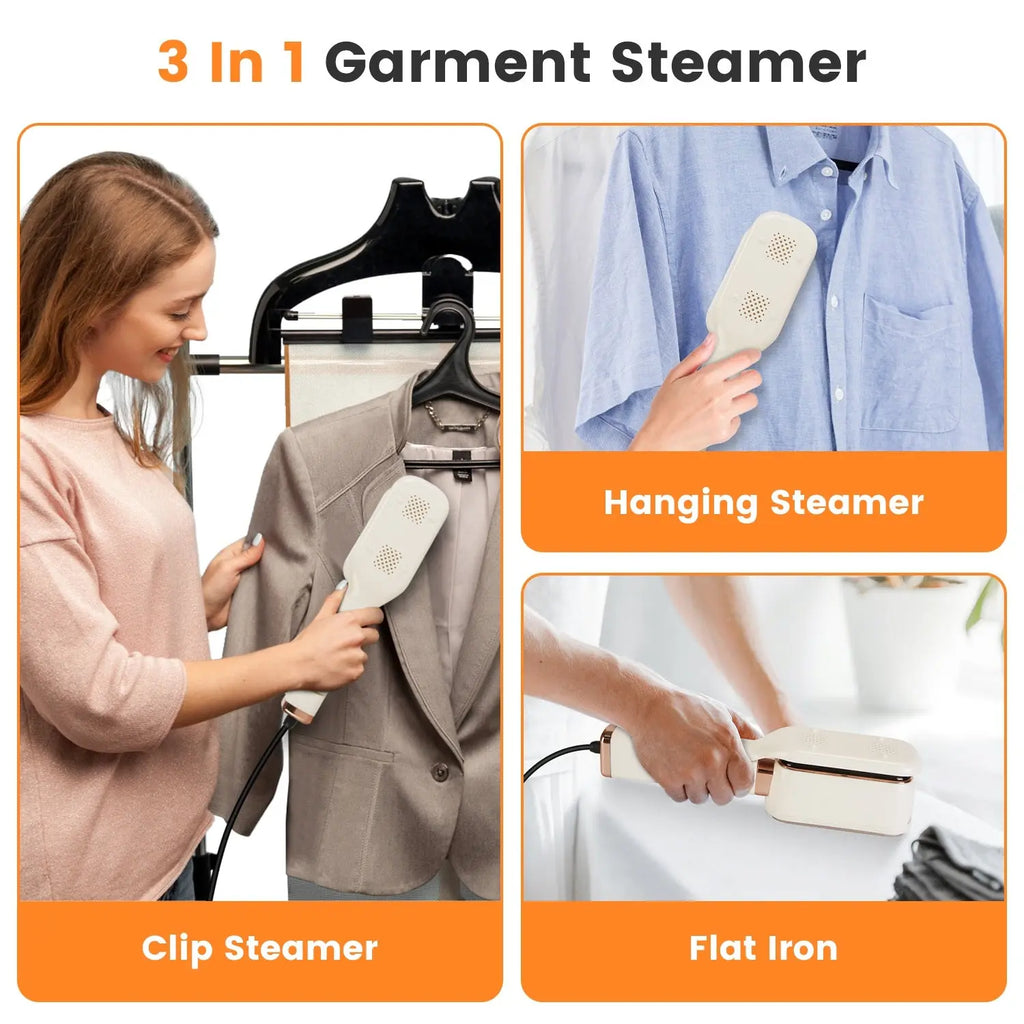 1Set Steam Iron Press 3 In 1 Travel Steamer For Clothes With 180 Degree Flip Head Portable Handheld Flat Iron 1000W Wrinkles Remover Wet And Dry Ironing Garment Steamer 20S Fast Heat Up My Store