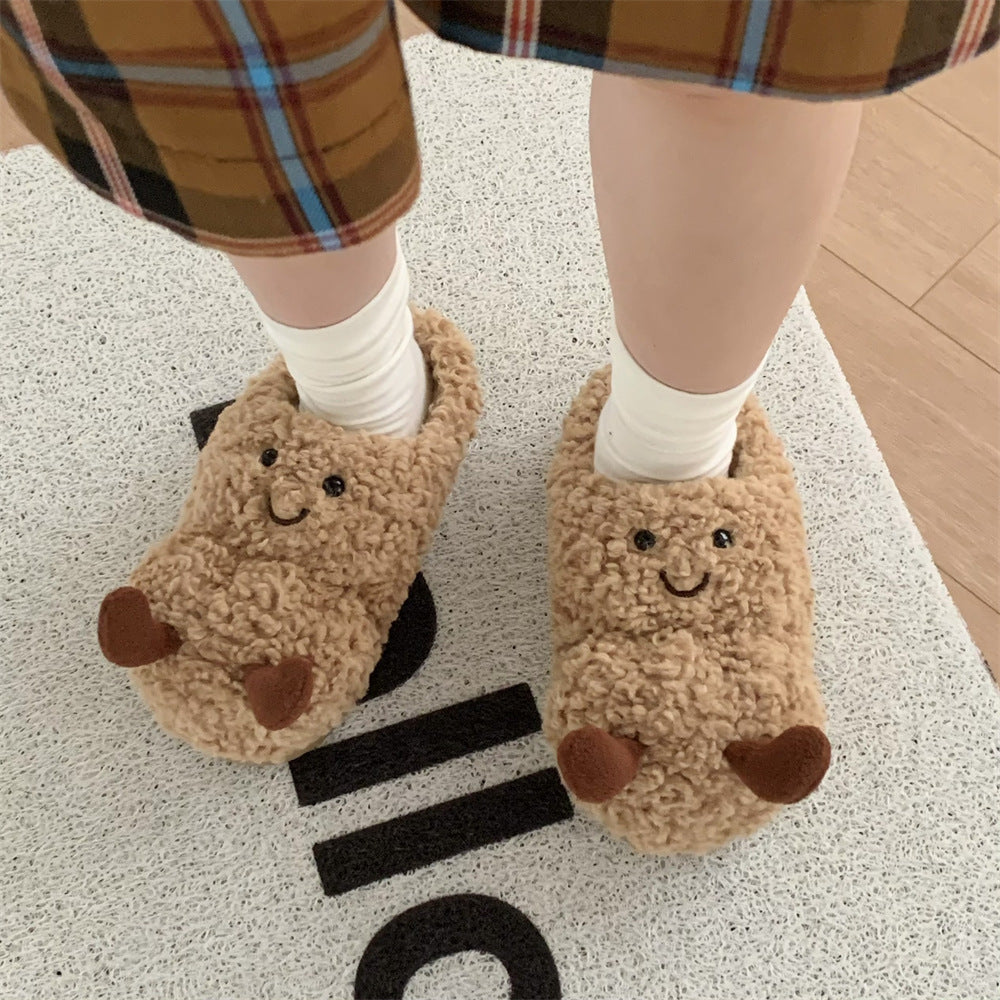 Creative Fun Peanut Indoor Home Warm Cotton Slippers for Women, Ins Plush Student Winter Comfortable Postpartum Shoes eprolo