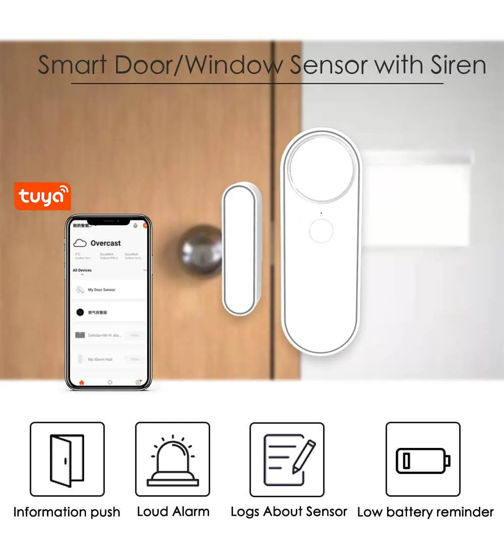 Smart Life Tuya Wifi Window Detector Door Open Close Sensor Security Contact Wifi Smart Door Sensor eprolo