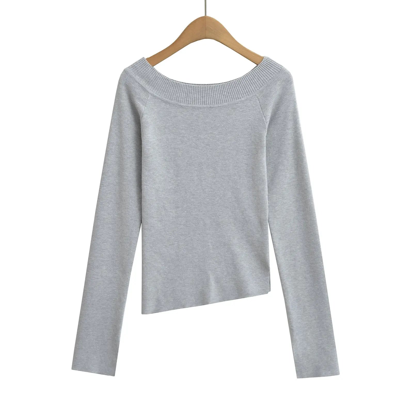 One neck slanted shoulder, off shoulder elastic slim fit top eprolo