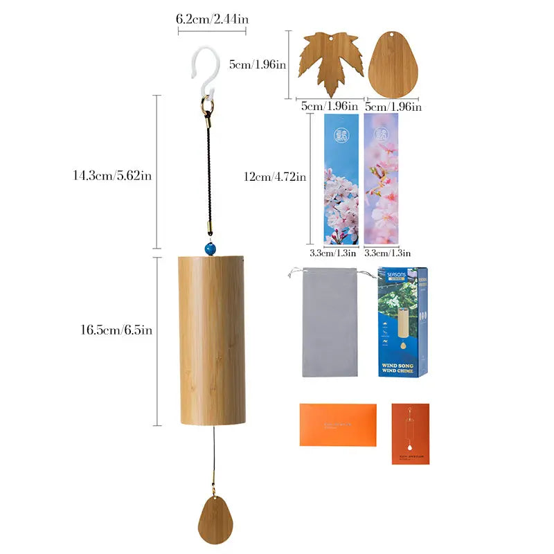 Bamboo Wind Chime, Zen Home Decor with 8 Tones, Handcrafted Bells for Outdoor Garden, Patio, and Porch eprolo