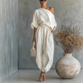 Loose wide leg casual loose top lantern pants cotton and linen eprolo